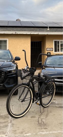Black Cruiser Bike with Ape Hanger Handlebars