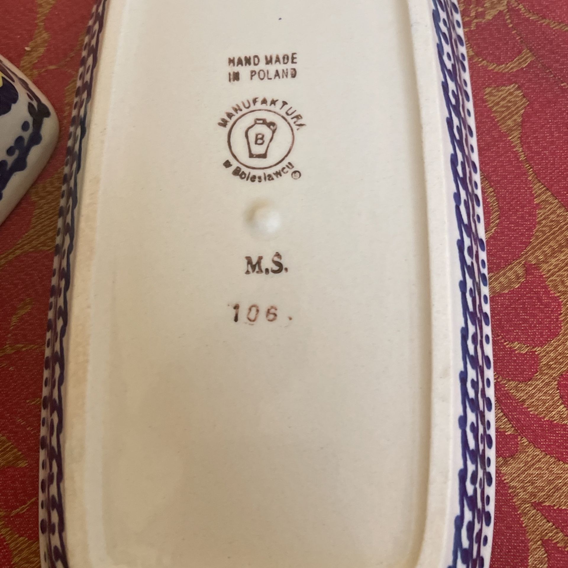 Vintage Polish ceramic butter dish