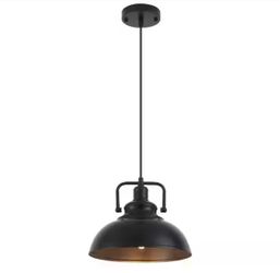 Black Farmhouse Industrial Pendant Light Fixture with Metal Shade