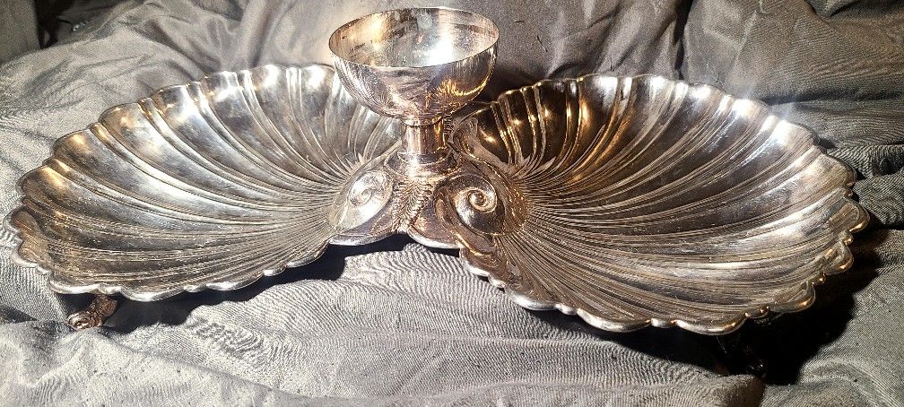 Vintage Silver Double Seashell Platter