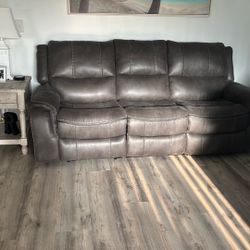 charcoal gray leather recliner coach