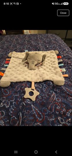 Baby Elephant Security Blanket with Teether