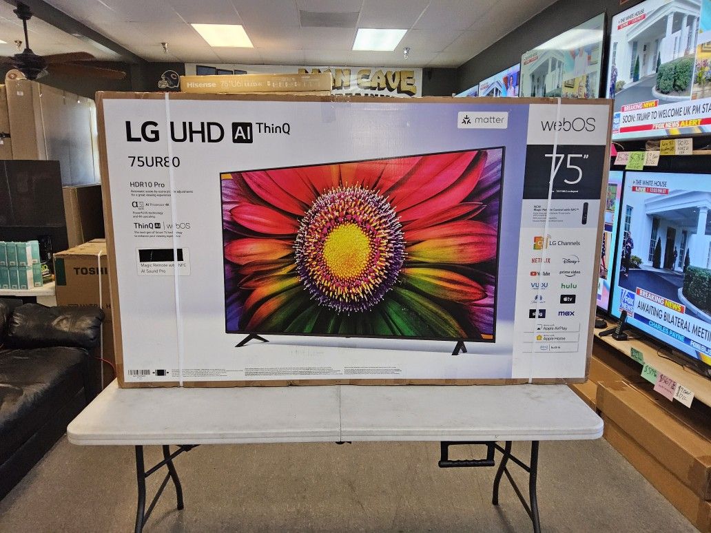 LG 75 INCH UHD TV'S IN STOCK 75UT8000 THINQ MAGIC REMOTE W/WARRANTY - PAYMENT OPTIONS