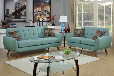 Brand new sky blue or ash black sofa + loveseat