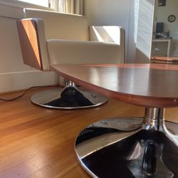 Cherry Wood Coffee Table With Chrome Legs