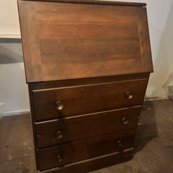 Vintage Wooden Secretary Desk With Hutch 