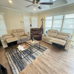 Ashley Furniture Leather Couch Love Seat Recliner 