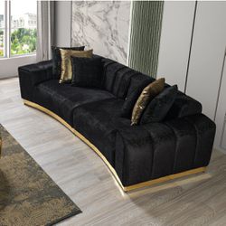 Velvet Luxury Black Couch 