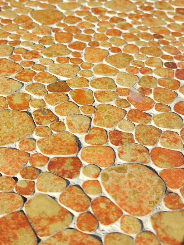 Retro Mid Century Orange Mosaic Glazed Tile Coffee Table | 60s 70s Funky coffee table