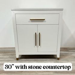 30"Soild wood  Bathroom Vanity Stone Countertop (Open Box)