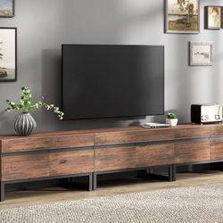WAMPAT 3 in 1 Modern TV Stand for TVs up to 110 inch, Wood Entertainment Center TV Console with Storage Cabinets and Metal Base, Media Console for Liv