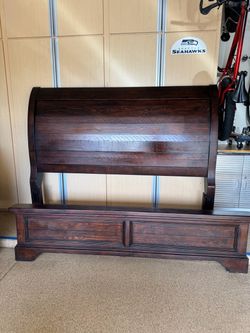 Solid wood, king-size headboard, and footboard West side rails