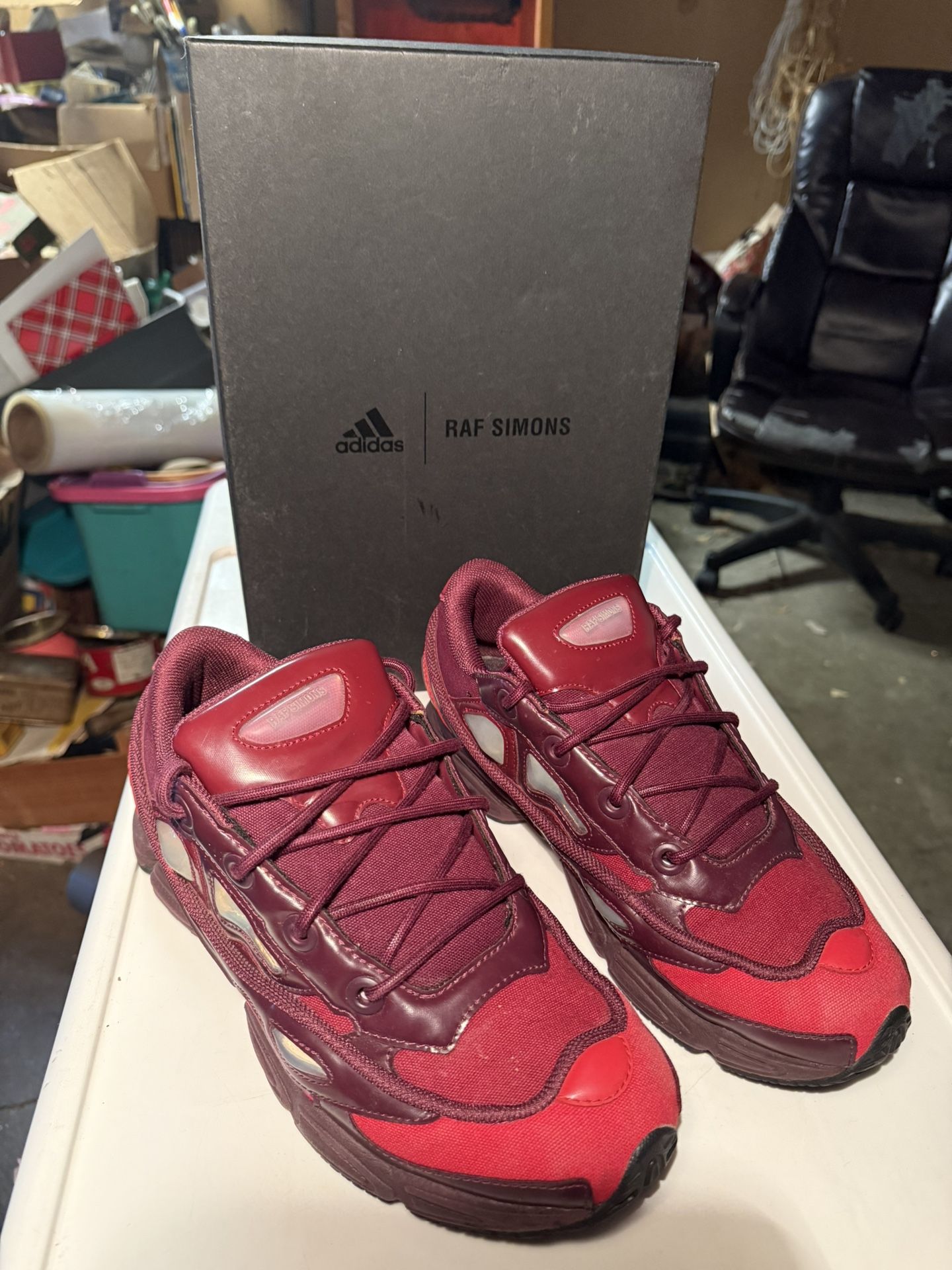 RAF SIMONS ozweego III three burgundy size 10 ADIDAS Extremely Rare!