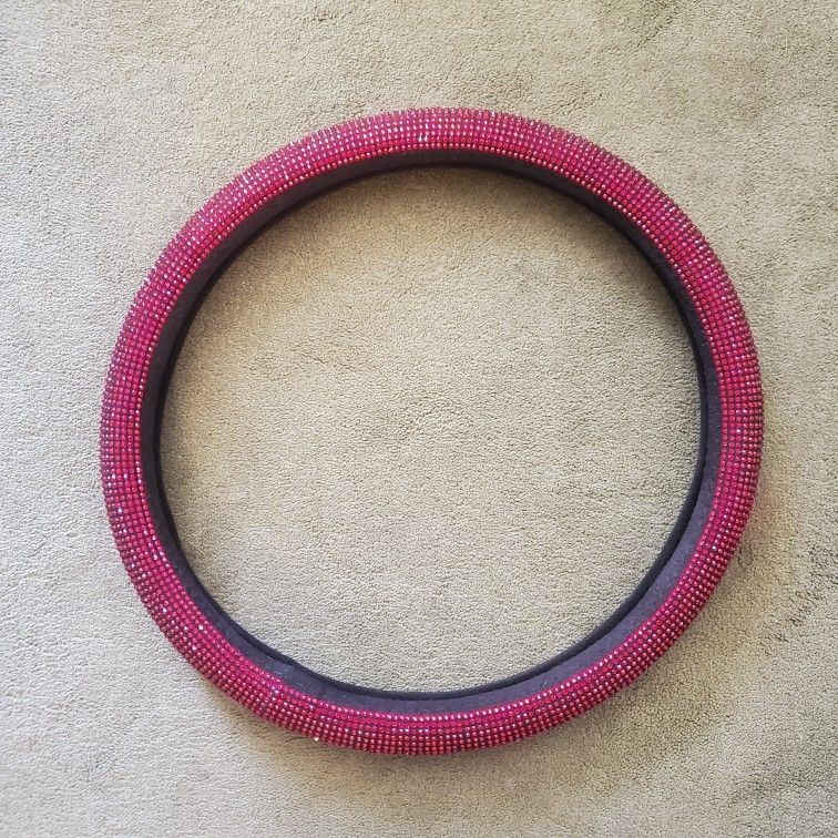 Red Rhinestone Steering Wheel Cover