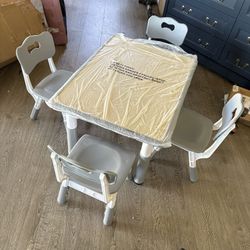 Kids Study Table and Chairs Set, Height Adjustable Toddler Table and Chair Set for Kids Ages 3-8, 31.5" L x 23.6" W Graffiti Desktop Plastic Children 