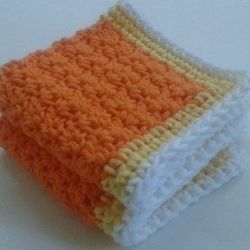 Halloween Candy Corn Reusable Crocheted Cotton Dishcloths