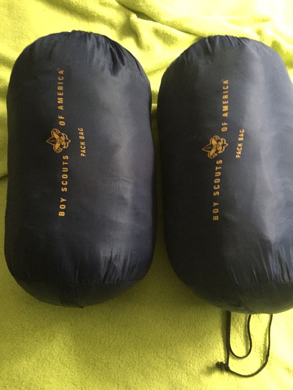 2 Boy Scouts of American cub scouts sleeping bags pack bag camping for