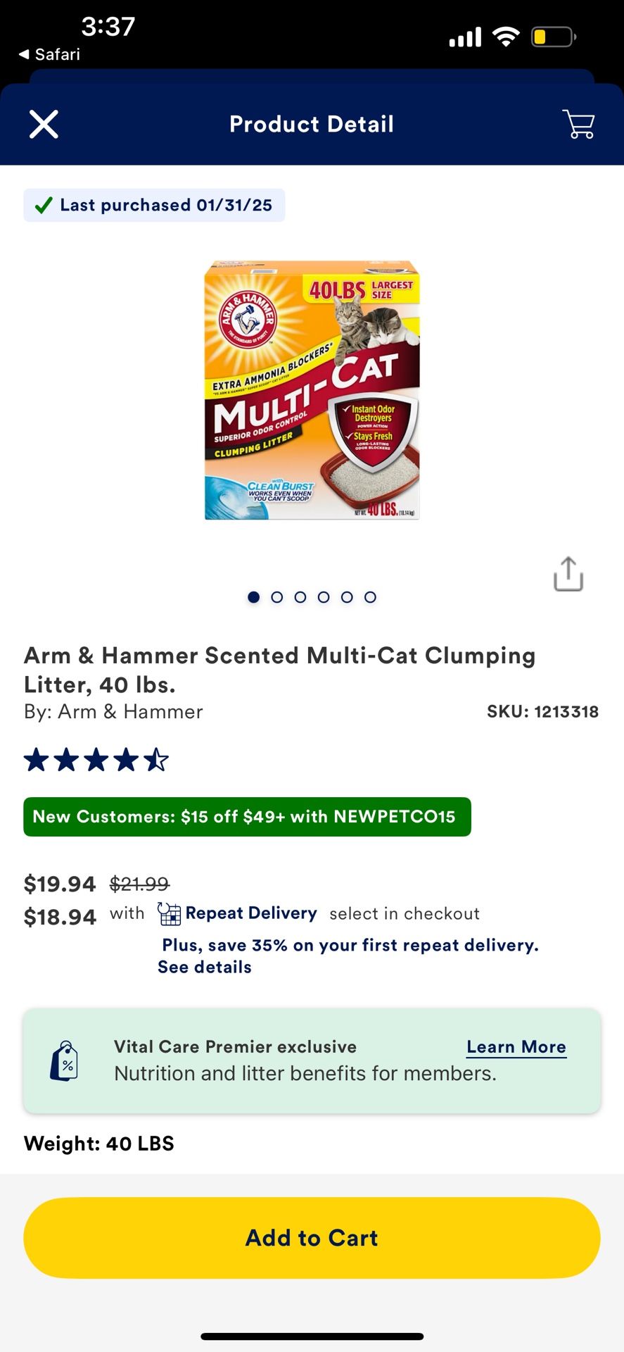 Multicat Cat Litter 40lbs