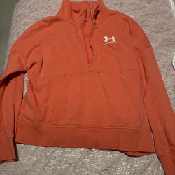 Womens Medium Orange Under Armour 1/2 Zip Pullover 