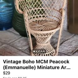 Rattan Peacock Doll Chair Set Of 3: His Hers And  Baby