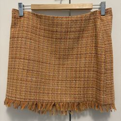 ABS Orange Boucle Tweed New Mini Skirt SZ 8 