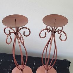2 Metal Pillar Candle Holder 