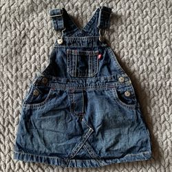 Denim Overall Styled Rainbow Embroidered Dress from Carters in 9M