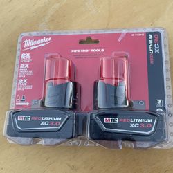 Milwaukee New M12 Two Batteries Pack 
