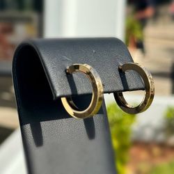 Jewelry 14k hollow yellow gold round puffed hoop earrings 2.10g