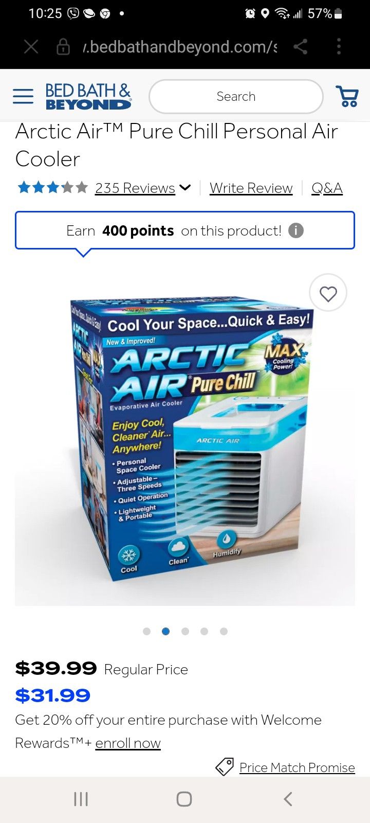 Arctic Airâ„¢ Pure Chill Personal Air Cooler