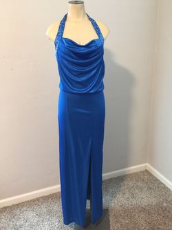 Blue slit dress