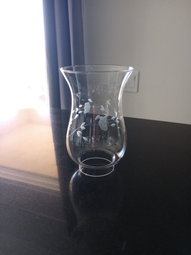 Princess House Crystal Hurricane Lamp Glass Etched Replacement