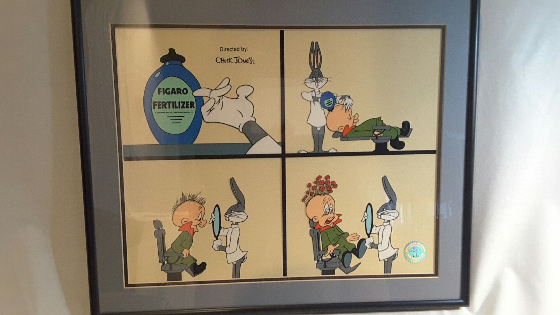 Bugs Bunny & Elmer Fudd Figaro Framed Serigraph Cel Chuck Jones Warner Bros