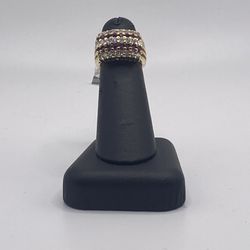 14kt Gold Ring With Diamonds And Red stone 