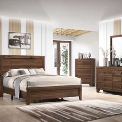 Millie cherry bedroom set 4 PC. Bed frame, night stand, dresser and mirror $599