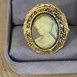 Anillo Laminado Gold Filled Size 7 Camafeo Joyería Antigua 