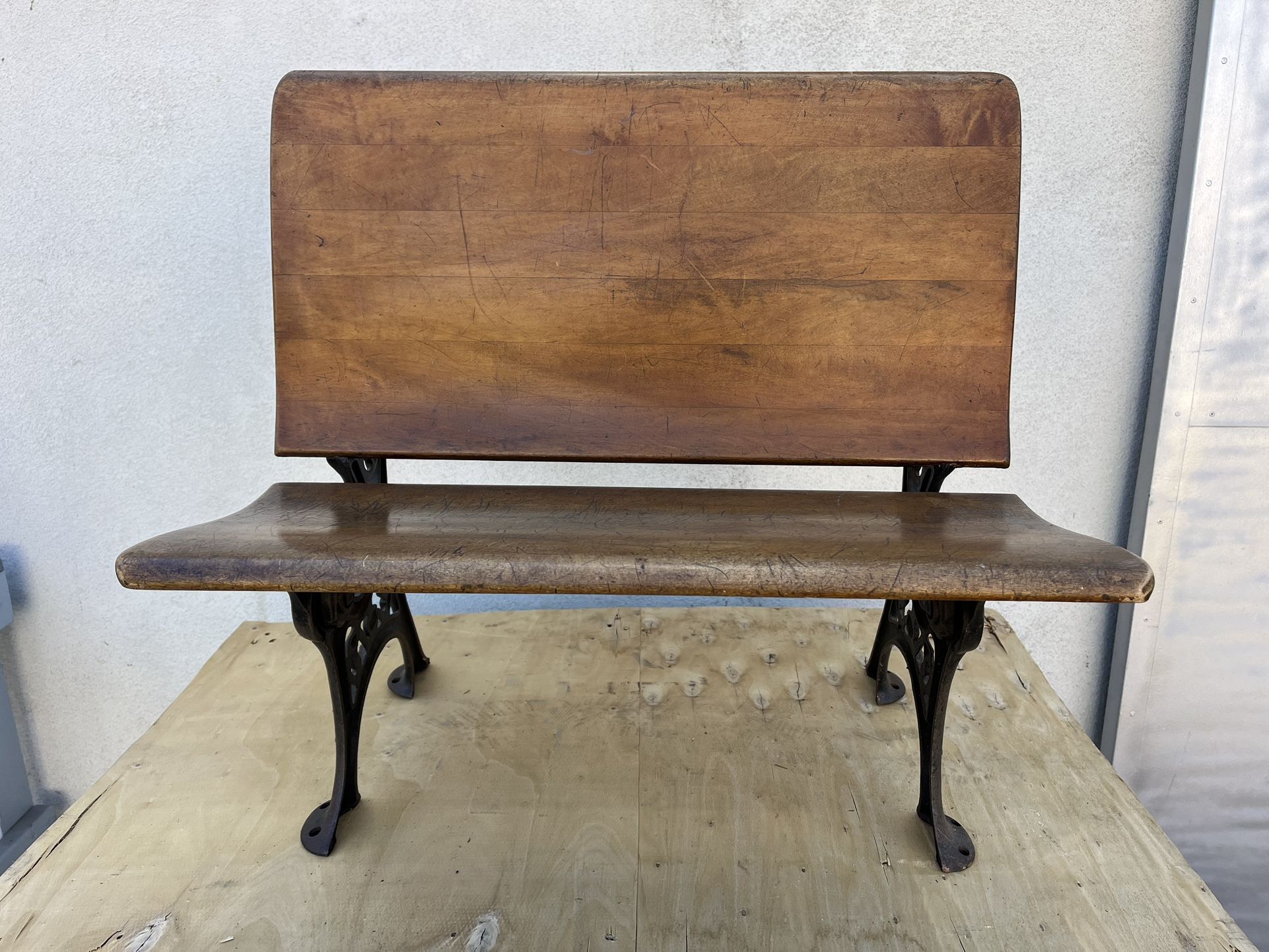 School Desk Cast Iron Wood Antique School Desk