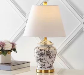 Penelope 22 in. Gray/White Chinoiserie Classic LED Table Lamp