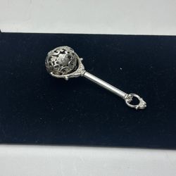 Pedro Duran Sonajero Infante Silver Baby Rattle Bola Florida Spanish Vintage