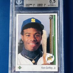 1989 Upper Deck Ken Griffey Jr Rookie Baseball Card Graded Beckett 8.5