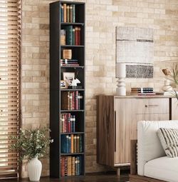 8-Cube Tall Narrow Bookshelf – Black