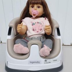 Ingenuity Baby Base 2-in-1 Booster Feeding and Floor Seat with Self-Storing Tray - Peacock Blue