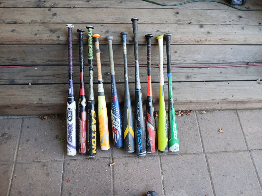 Variety Of Bats Interested In One Message For Price Or All For $400 There's A Eastern Coast A Cat 9 Easton Mako DeMarini Louisville Slugger Ax