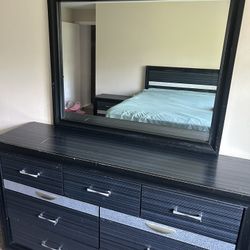 Dresser Black Glitter Set With Full Body Mirror