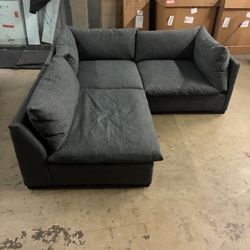 3 -PC  Modular Sofa In Gray Fabric,  120"W.