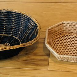 2 Baskets, Black is 6” X9 1/2”X3” Deep, Natural is 4 1/2”X8”X1 1/2” Deep.