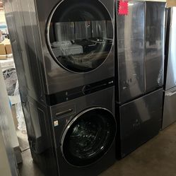 LG black Stainless Steel Washtower