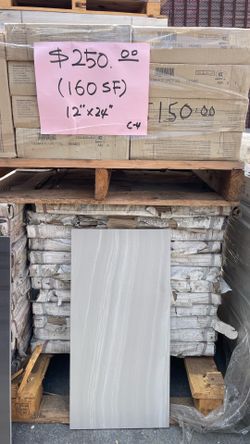 Gray Tile, 160 SF ($250) 12x24”, porcelain (C4)
