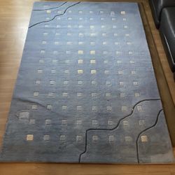 Area Rug 100% Wool 8x5 foot Blue Nourison Manor Park Collection