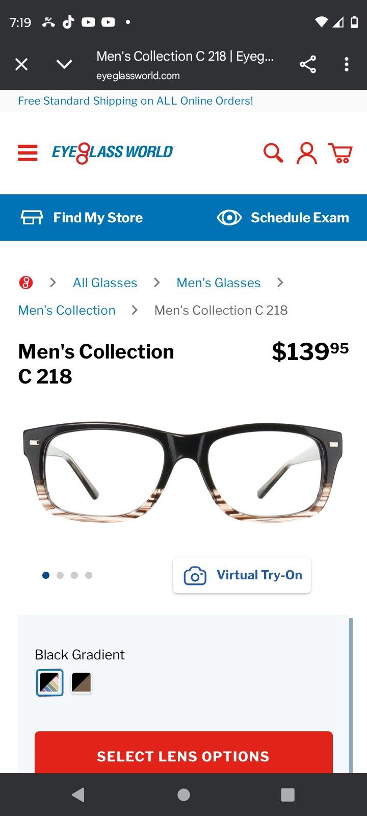 Mens Collection C 218 Glasses Faded Black